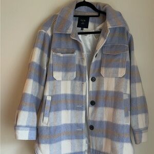 Women's Blue and Cream Plaid Jacket